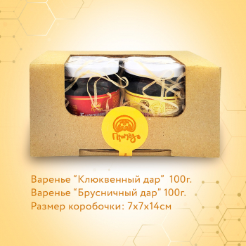 Подарочный набор «Варенья «Клюквенный дар» и «Брусничный дар» в баночках по 100 г - Клуб Восстанови Здоровье "Re-health"