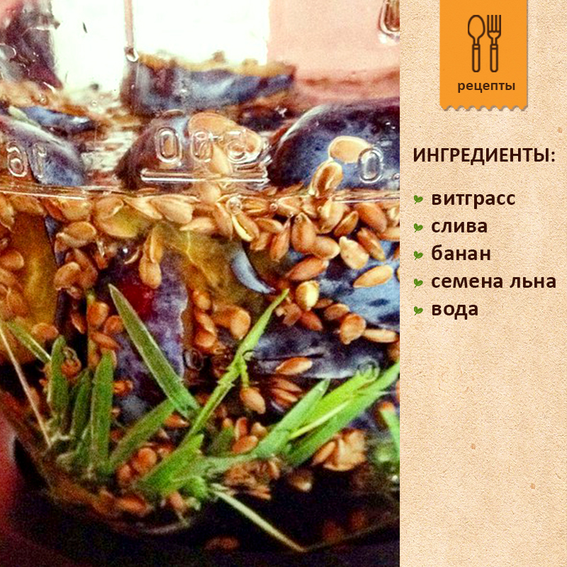 Витграсс со сливой, бананом и семенами льна